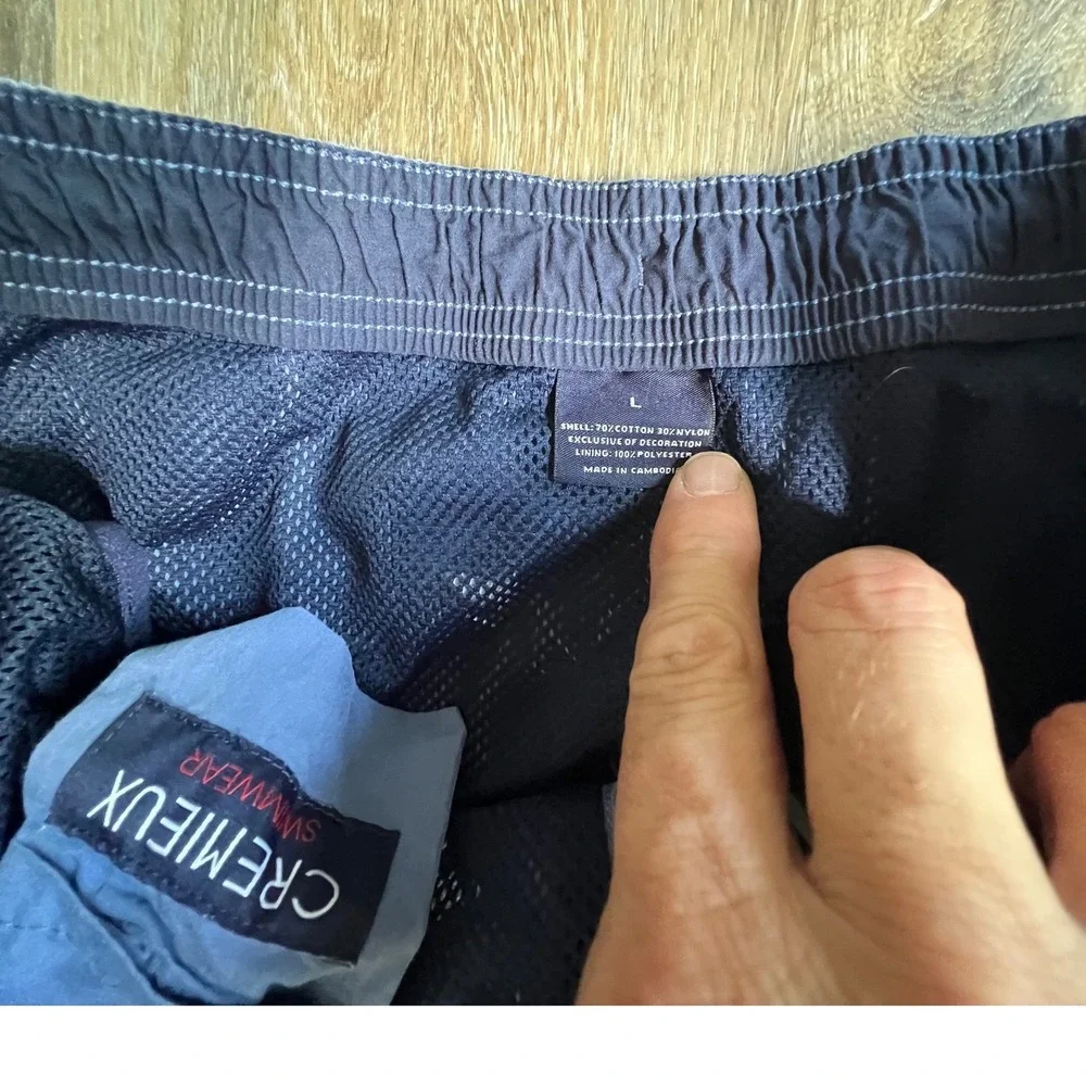 Cremieux Swim Trunks Mens Large Blue Shark Embroidered Drawstring Mesh Lined